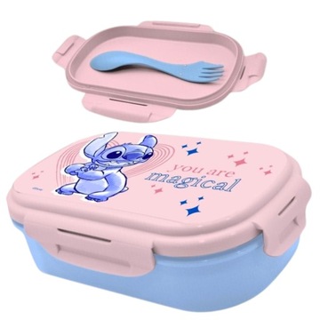 ŚNIADANIÓWKA lunchbox dwukomorowa + sztućce widelec Lilo i Stitch