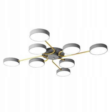 LAMPA SUFITOWA NOWOCZESNA DUŻA GREY GOLD 8 LED