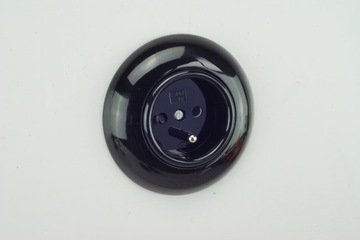 Розетка лофт черная, 230В ретро контакт LOFT