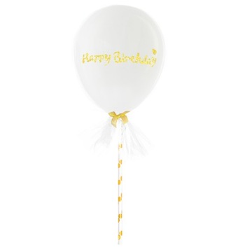 BALON NA TORT BIAŁY z TIULEM URODZINY TOPPER