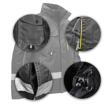 КУРТКА ЗИМНЯЯ РАБОЧАЯ МУЖСКАЯ С КАПЮШОНОМ, ВОДОНЕПРОНИЦАЕМЫЙ ОКСФОРД, СВЕТООТРАЖАЮЩАЯ СВЯЗЬ