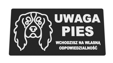 Tabliczka Uwaga Pies King Charles Spaniel Groźny