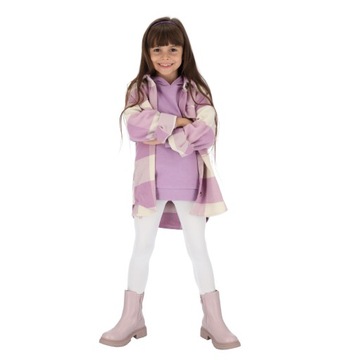 OCIEPLANE LEGGINSY DZIEWCZĘCE BAWEŁNA BIAŁY 128