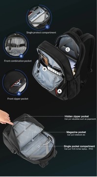 Пожизненная гарантия. RFID-рюкзак с защитой от кражи. Мужской рюкзак для ноутбука с диагональю 15,6 дюйма.