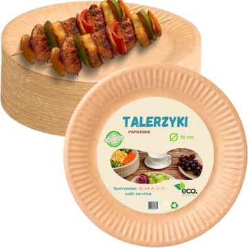 Talerze PAPIEROWE TALERZYKI EKO kraft 15cm 100szt