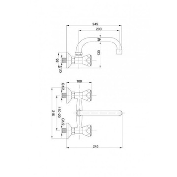 HYDROLAND BATERIA UMYWALKOWA ŚCIENNA STANDARD M22x1 1/2 CHROM B102