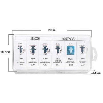 АВТОМОБИЛЬНЫЕ ЗАЖИМЫ, ЗАЖИМЫ ДЛЯ ОБИВКИ, ШПИЛЬКИ, 100 шт.