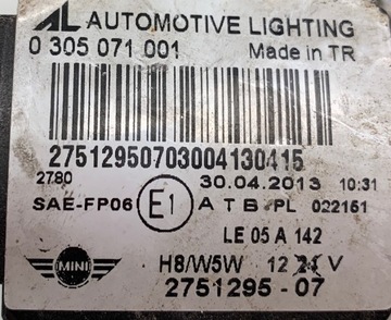 ORIG. HALOGEN MINI R55 R56 R57 LEVÝ PRAVÝ 2751295