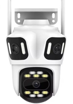 ДВОЙНАЯ ВНЕШНЯЯ КАМЕРА С ДВУМЯ ОБЪЕКТИВАМИ ПОВОРОТНАЯ ВОДОНЕПРОНИЦАЕМАЯ WIFI 8MPX