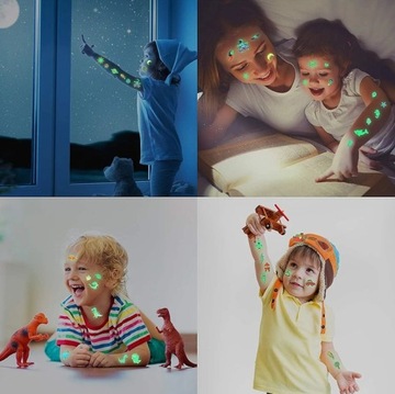 Татуировки детские СВЕТЯЩИЕСЯ В ТЕМНОТЕ 15 ДЕТСКИЙ ЛИСТ 170 шт.