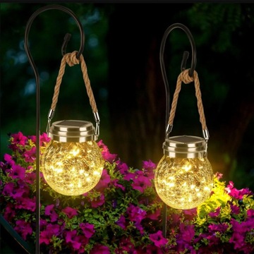 Светодиодная солнечная лампа для сада, подвесной стеклянный шар, наружная банка IP44