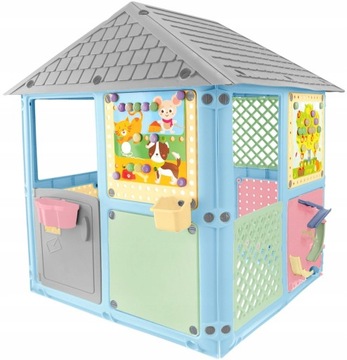Domek Ogrodowy Dla Dzieci 6 Paneli Zabaw KOLOROWY 128 x 115 x 106 cm