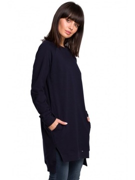 B101 Bluza Tunika z Rozcięciami Granat XL (42)