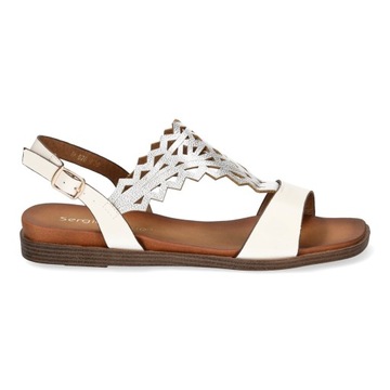 ЖЕНСКИЕ ЭЛЕГАНТНЫЕ САНДАЛИИ НА ПЛОСКОЙ ПЛОСКОЙ ПЛОСКОСТИ SERGIO LEONE SK070 БЕЛЫЕ Размер 41