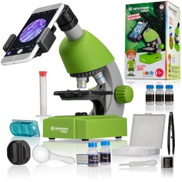 Bresser Junior - Mikroskop Optyczny 40X - 640 X + akcesoria(zielony)