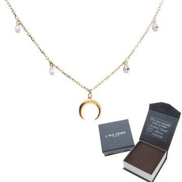 Srebrny łańcuszek choker złocony księżyc moon 925