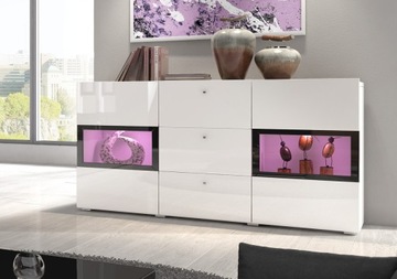 Komoda BAROS biały połysk - elegancka i funkcjonalna do salonu