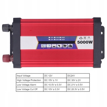 5000W Falownik samochodowy 12V do 220V SINUS