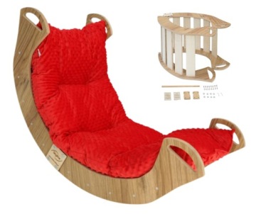 Houpačka s polštářkem Červená Mdf Montessori pro dítě 85 cm/M