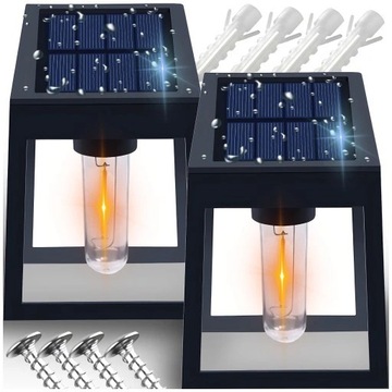 LAMPA SOLARNA LED KINKIET OGRODOWA A Z CZUJNIKIEM ZMIERZCHU ZESTAW 2 SZTUK