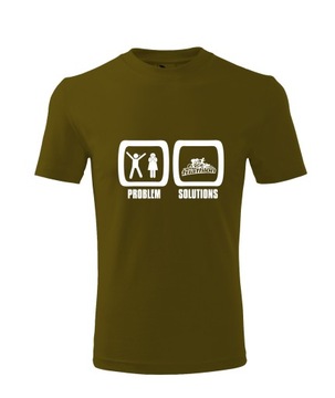 Koszulka T-shirt męska D629 PROBLEM? TRIATHLON khaki rozm L