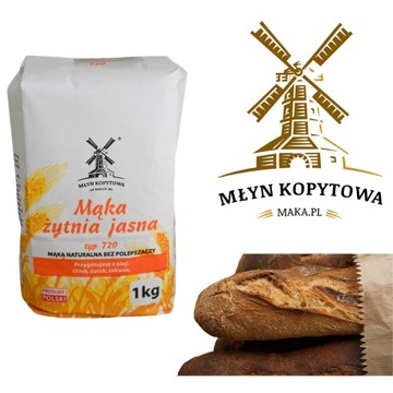MĄKA ŻYTNIA JASNA TYP 720 Z NASZEGO MŁYNA 1kg POLSKIE ZIARNO