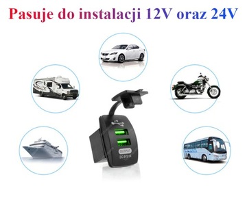 Монтажная розетка USB x2 3100 мА 12–24 В ЗЕЛЕНАЯ