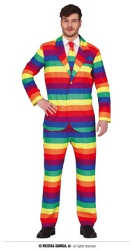 STRÓJ MĘSKI GARNITUR TĘCZOWY TĘCZA RAINBOW PASKI M