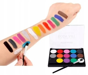 КРАСКА ДЛЯ ТЕЛА ДЛЯ ЛИЦА НАБОР КРАСОК ДЛЯ ДЕТЕЙ Краски для татуировки 15 цветов