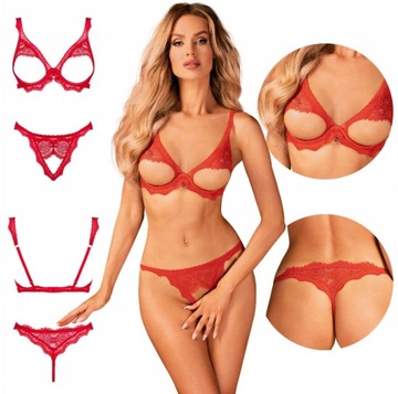 Obsessive Bergamore Cupless Bra & Crotchless Thong M/L