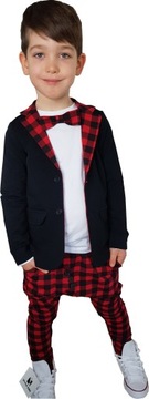 Черный жакет в красную клетку Style Kids 128