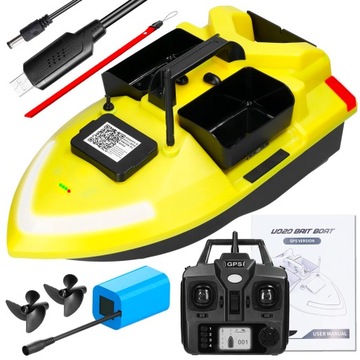 ŁÓDKA ZANĘTOWA FLYTEC V020 GPS ŁÓDŹ WĘDKARSKA 3 ZBIORNIKI 500m 12000mAh LED