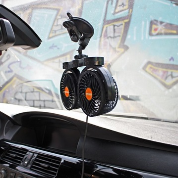БОЛЬШОЙ ВРАЩАЮЩИЙСЯ АВТОМОБИЛЬНЫЙ ВЕНТИЛЯТОР С ДВОЙНОЙ ПРИСОСКОЙ 24 В