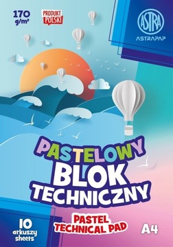 BLOK TECHNICZNY 170g A4/10k. PASELOWY ASTRA PASTEL