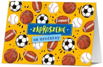 ZAPROSZENIA URODZINOWE PIŁKA NOŻNA KOSZYKÓWKA 1szt