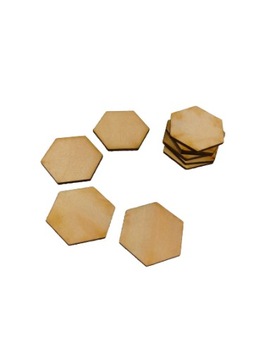 ZNACZNIKI DREWNIANE HEX NATURALNE 25 MM (10 SZTUK)
