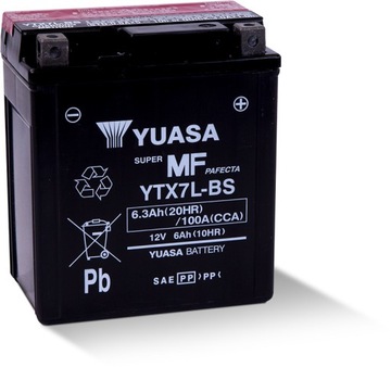 Akumulator Yuasa 12 V 6,3 Ah 100 A YTX7L-BS