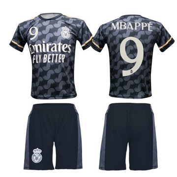 Strój Piłkarski KOMPLET CZARNY MBAPPE REAL MADRYT r. L