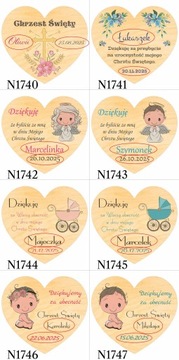 Podziękowania dla gości KOMUNIA na CHRZEST I ROCZEK URODZINY magnes 10 szt.