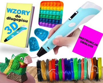 DŁUGOPIS 3D + WKŁADY 100m + SZABLONY GRATIS ZESTAW DRUKARKA IDEALNY PREZENT
