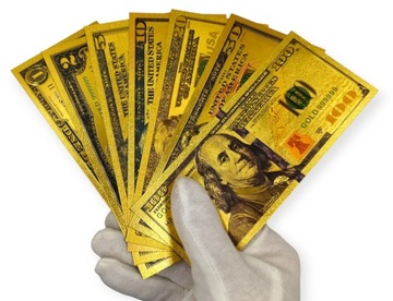 DOLARY AMERYKAŃSKIE Kolekcjonerski Zestaw Pozłacanych Banknotów CERTYFIKAT