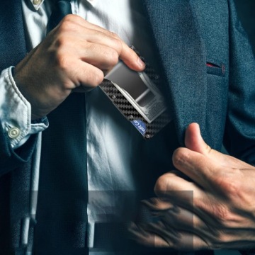 АЛЮМИНИЕВЫЙ КОШЕЛЕК ЧЕХОЛ ДЛЯ КРЕДИТНОЙ КАРТЫ УГЛЕРОДНЫЙ Держатель карты RFID