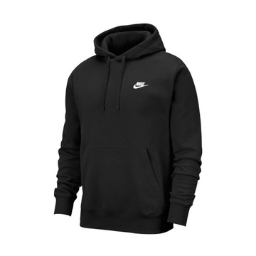 ЧЕРНАЯ МУЖСКАЯ ТОЛСТОВКА NIKE M CLUB СПОРТИВНАЯ ОДЕЖДА ИЗ ФЛИСА С ВЫШИВКОЙ ЛОГОТИПА НА КАПЮШНЕ