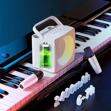 КАРАОКЕ-МАШИНА BLUETOOTH 5.0 ДИНАМИК 2 БЕСПРОВОДНЫХ МИКРОФОНА USB-светодиод
