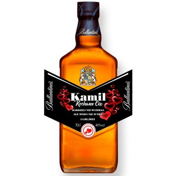 ETYKIETA NA WALENTYNKI WHISKY PREZENT UPOMINEK DLA NIEJ I DLA NIEGO + IMIĘ