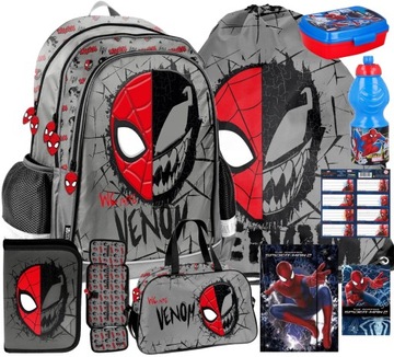 VENOM SPIDERMAN PLECAK SZKOLNY TORNISTER SPIDER-MAN ZESTAW 9 EL.