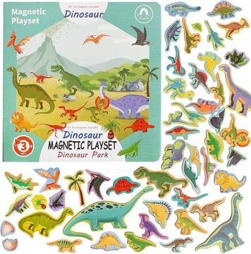 KSIĄŻKA MAGNETYCZNA UKŁADANKA PUZZLE DINOZAURY