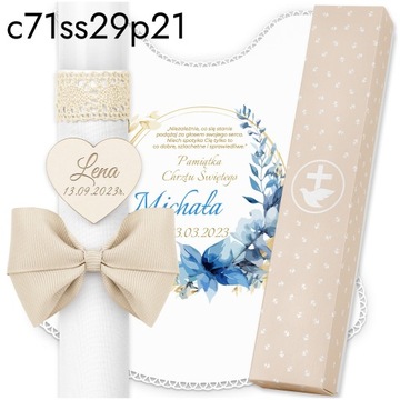 Халат для крещения и свеча + коробочка для свечей IHS Baptism Souvenir