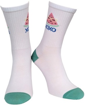 SKARPETY KREBO MŁODZIEŻOWE BIAŁE ARBUZ XOXO 39-41