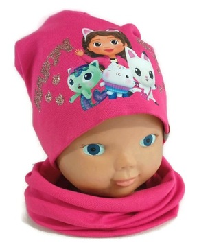 komplet ** KOCI DOMEK GABI ** CZAPKA KOMIN * bawełna * 52/54 CM